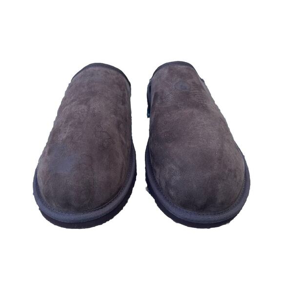 MENS US 14 UGG CLASSIC SLIP-ON SLIPPERS BURNT CEDAR BROWN SUEDE WOOL SLIDE main image 4